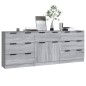 vidaXL Aparador de 3 piezas madera contrachapada gris Sonoma vidaXL Aparador de 3 piezas madera contrachapada gris Sonoma