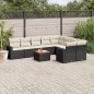 vidaXL Set de sofás de jardín 10 pzas cojines ratán sintético negro vidaXL Set de sofás de jardín 10 pzas cojines ratán sintético negro