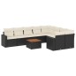 vidaXL Set de sofás de jardín 10 pzas cojines ratán sintético negro vidaXL Set de sofás de jardín 10 pzas cojines ratán sintético negro