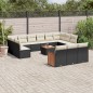 vidaXL Set de sofás de jardín y cojines 14 pzas ratán sintético negro vidaXL Set de sofás de jardín y cojines 14 pzas ratán sintético negro