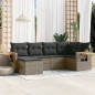 vidaXL Set de muebles de jardín 6 pzas y cojines ratán sintético gris vidaXL Set de muebles de jardín 6 pzas y cojines ratán sintético gris