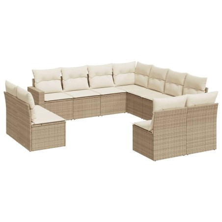 vidaXL Set de sofás de jardín 11pzas con cojines ratán sintético beige