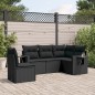 vidaXL Set de muebles de jardín 5 pzas y cojines ratán sintético negro vidaXL Set de muebles de jardín 5 pzas y cojines ratán sintético negro