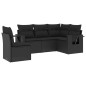 vidaXL Set de muebles de jardín 5 pzas y cojines ratán sintético negro vidaXL Set de muebles de jardín 5 pzas y cojines ratán sintético negro