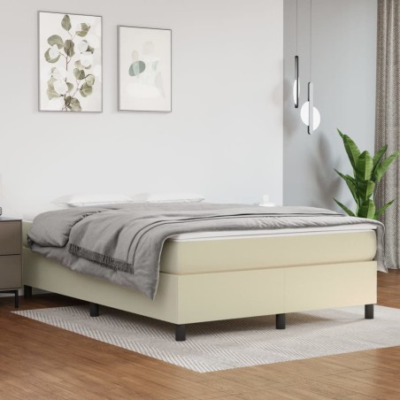 vidaXL Cama box spring con colchón cuero sintético crema 140x200cm