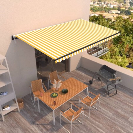 vidaXL Toldo retráctil automático amarillo y blanco 500x300 cm