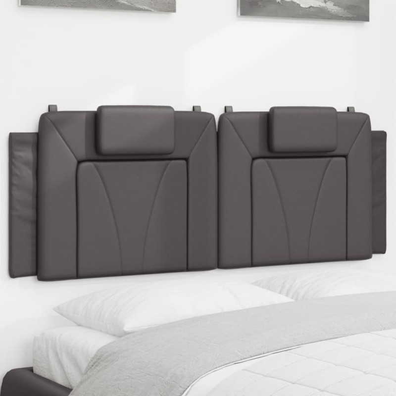 vidaXL Cabecero de cama acolchado cuero sintético gris 120 cm vidaXL Cabecero de cama acolchado cuero sintético gris 120 cm