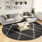 vidaXL Alfombra de pelo largo moderna negro y crema Ø 280 cm