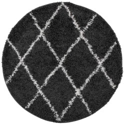 vidaXL Alfombra de pelo largo moderna negro y crema Ø 280 cm