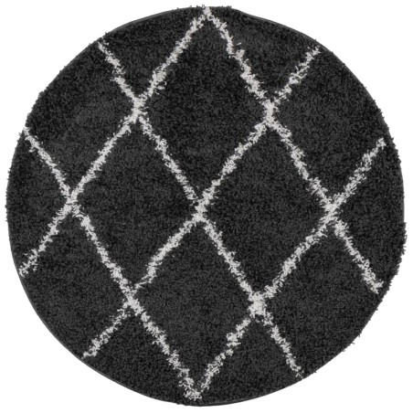 vidaXL Alfombra de pelo largo moderna negro y crema Ø 280 cm