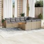 vidaXL Set de sofás de jardín 11pzas con cojines ratán sintético beige vidaXL Set de sofás de jardín 11pzas con cojines ratán sintético beige