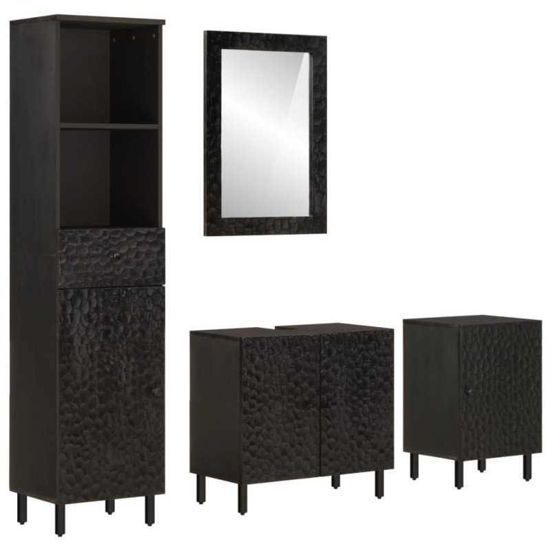 vidaXL Conjunto de armarios de baño 4 piezas madera maciza de mango vidaXL Conjunto de armarios de baño 4 piezas madera maciza de mango