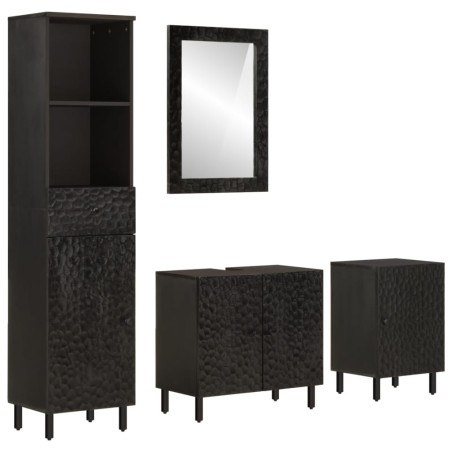 vidaXL Conjunto de armarios de baño 4 piezas madera maciza de mango