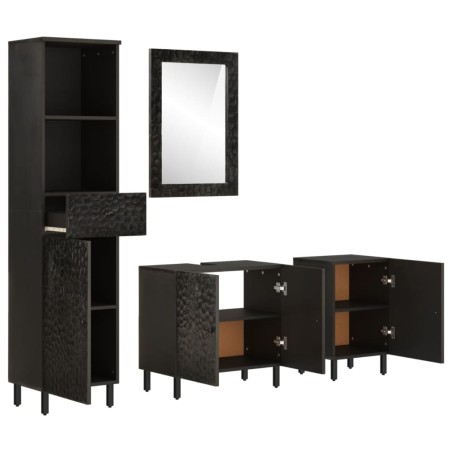 vidaXL Conjunto de armarios de baño 4 piezas madera maciza de mango