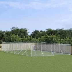 vidaXL Perrera de exterior acero galvanizado plateado 8x16x2 m
