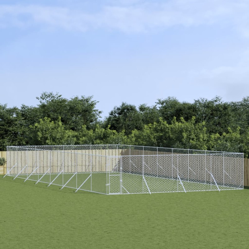 vidaXL Perrera de exterior acero galvanizado plateado 8x16x2 m vidaXL Perrera de exterior acero galvanizado plateado 8x16x2 m