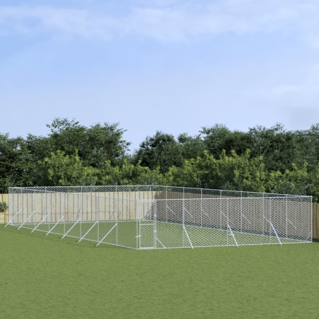 vidaXL Perrera de exterior acero galvanizado plateado 8x16x2 m