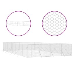 vidaXL Perrera de exterior acero galvanizado plateado 8x16x2 m