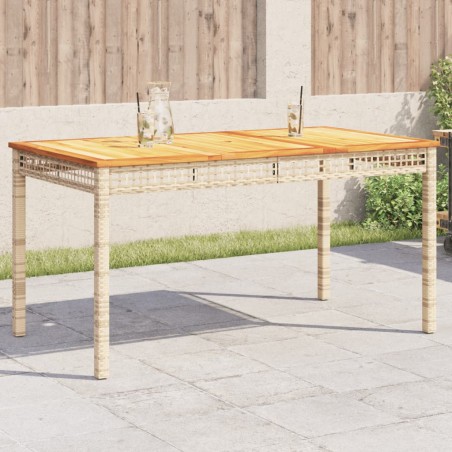 vidaXL Mesa de jardín ratán sintético madera acacia beige 140x80x75 cm