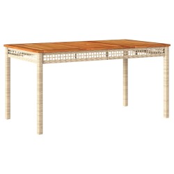vidaXL Mesa de jardín ratán sintético madera acacia beige 140x80x75 cm