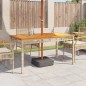 vidaXL Mesa de jardín ratán sintético madera acacia beige 140x80x75 cm vidaXL Mesa de jardín ratán sintético madera acacia beige 140x80x75 cm