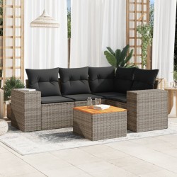 vidaXL Juego de sofás jardín con cojines 5 pzas ratán sintético gris