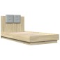 vidaXL Estructura de cama cabecero luces LED roble Sonoma 90x190 cm