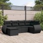 vidaXL Set de sofás de jardín 6 piezas y cojines ratán sintético negro vidaXL Set de sofás de jardín 6 piezas y cojines ratán sintético negro