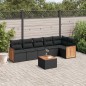 vidaXL Set de comedor de jardín 7 pzas y cojines ratán sintético negro vidaXL Set de comedor de jardín 7 pzas y cojines ratán sintético negro