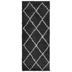 vidaXL Alfombra de pelo largo moderna negro y crema 80x200 cm