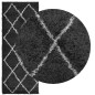vidaXL Alfombra de pelo largo moderna negro y crema 80x200 cm