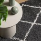 vidaXL Alfombra de pelo largo moderna negro y crema 80x200 cm