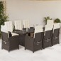 vidaXL Set comedor para jardín 9 pzas y cojines ratán sintético marrón vidaXL Set comedor para jardín 9 pzas y cojines ratán sintético marrón
