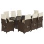 vidaXL Set comedor para jardín 9 pzas y cojines ratán sintético marrón vidaXL Set comedor para jardín 9 pzas y cojines ratán sintético marrón