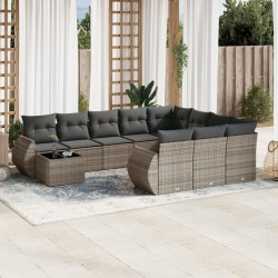 vidaXL Set de sofás de jardín 11 pzas y cojines ratán sintético gris