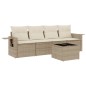 vidaXL Juego de sofás jardín con cojines 5 pzas ratán sintético beige vidaXL Juego de sofás jardín con cojines 5 pzas ratán sintético beige
