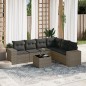 vidaXL Set de sofás de jardín 7 piezas con cojines ratán PE gris vidaXL Set de sofás de jardín 7 piezas con cojines ratán PE gris