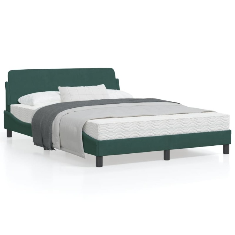 vidaXL Estructura cama con cabecero terciopelo verde oscuro 140x200 cm vidaXL Estructura cama con cabecero terciopelo verde oscuro 140x200 cm