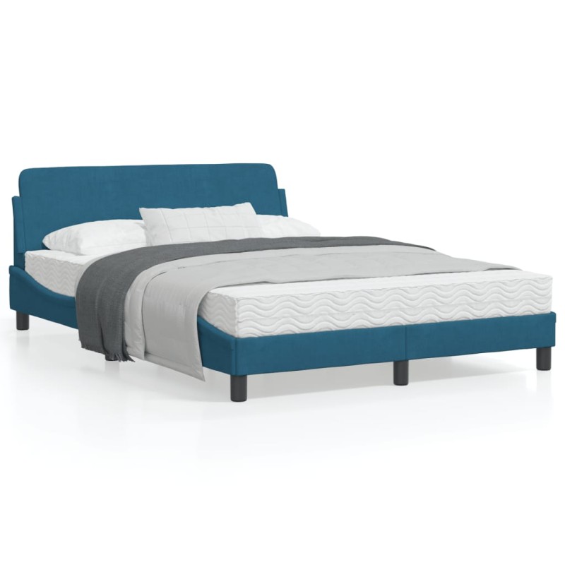 vidaXL Estructura de cama con cabecero terciopelo azul 140x190 cm vidaXL Estructura de cama con cabecero terciopelo azul 140x190 cm
