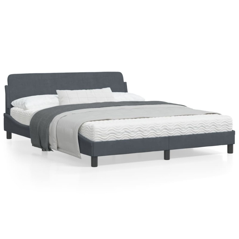 vidaXL Estructura cama con cabecero terciopelo gris oscuro 160x200 cm vidaXL Estructura cama con cabecero terciopelo gris oscuro 160x200 cm