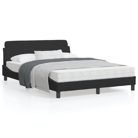 vidaXL Estructura de cama con cabecero de terciopelo negro 140x190 cm