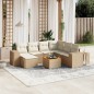 vidaXL Juego de sofás de jardín con cojines beige 8 pzas ratán PE vidaXL Juego de sofás de jardín con cojines beige 8 pzas ratán PE