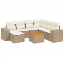 vidaXL Juego de sofás de jardín con cojines beige 8 pzas ratán PE