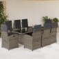 vidaXL Set comedor jardín 9 pzas y cojines ratán sintético gris