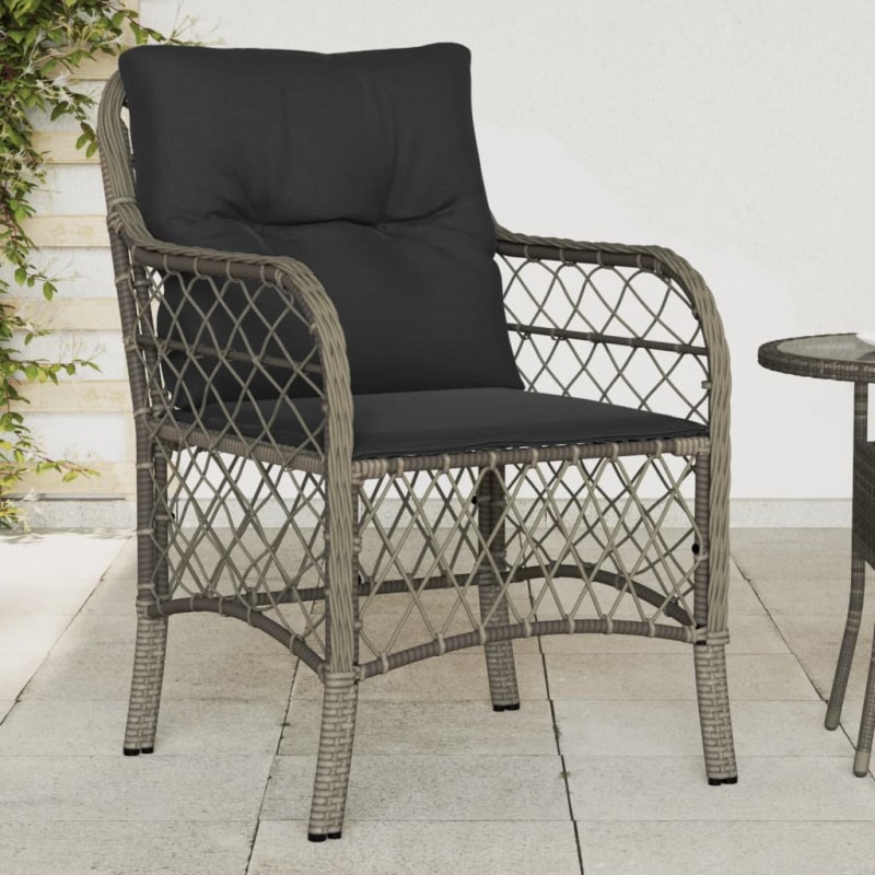 vidaXL Sillones de jardín con cojines 2 uds ratán sintético gris vidaXL Sillones de jardín con cojines 2 uds ratán sintético gris