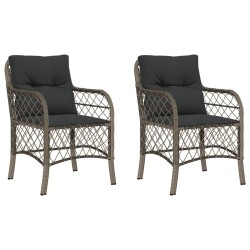 vidaXL Sillones de jardín con cojines 2 uds ratán sintético gris