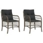 vidaXL Sillones de jardín con cojines 2 uds ratán sintético gris vidaXL Sillones de jardín con cojines 2 uds ratán sintético gris