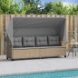 vidaXL Tumbona con capota y cojines ratán sintético beige