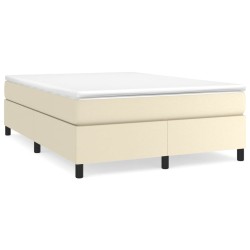 vidaXL Cama box spring con colchón cuero sintético crema 140x190 cm