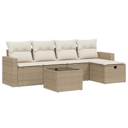 vidaXL Juego de sofás jardín con cojines 6 pzas ratán sintético beige